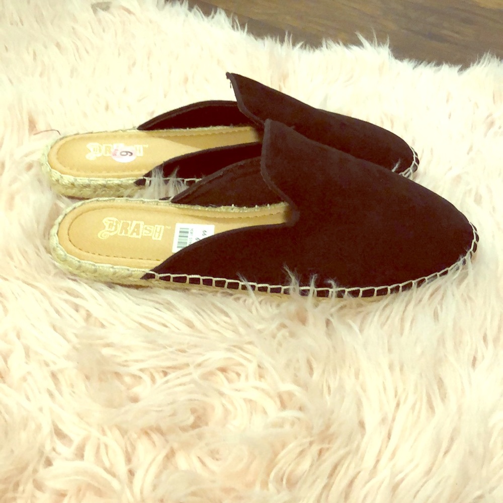 Black slide on espadrilles